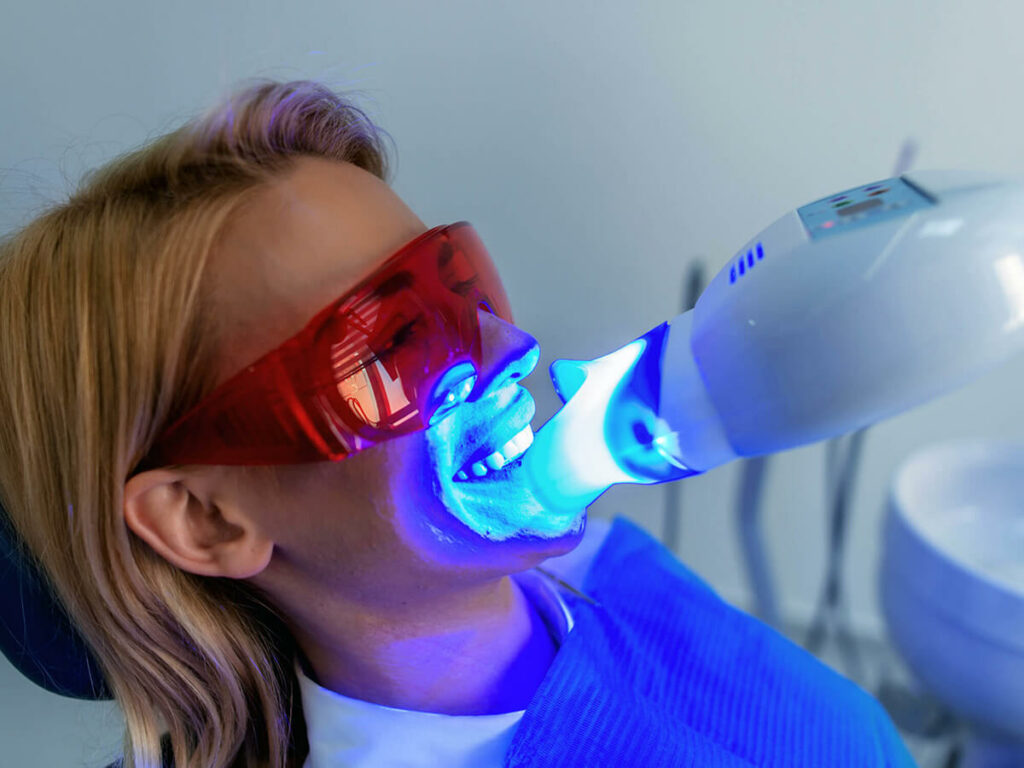 patient receiving teeth whitening